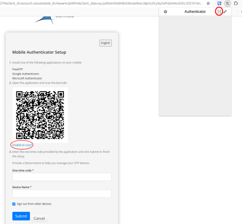 Scanning the QR Code with the Browser Extension
